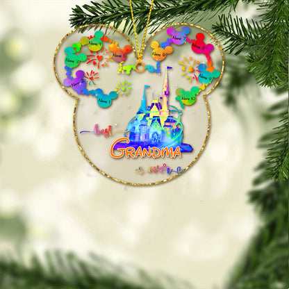 Best Grandma Ever - Personalized Christmas Mouse Transparent Ornament