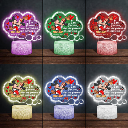 I'm Yours No Returns Or Refunds - Personalized Couple Mouse Shaped Plaque Light Base