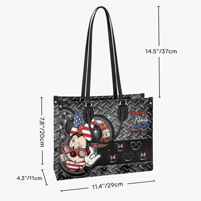 Important Nana Stuff - Personalized Independence Day Leather Handbag