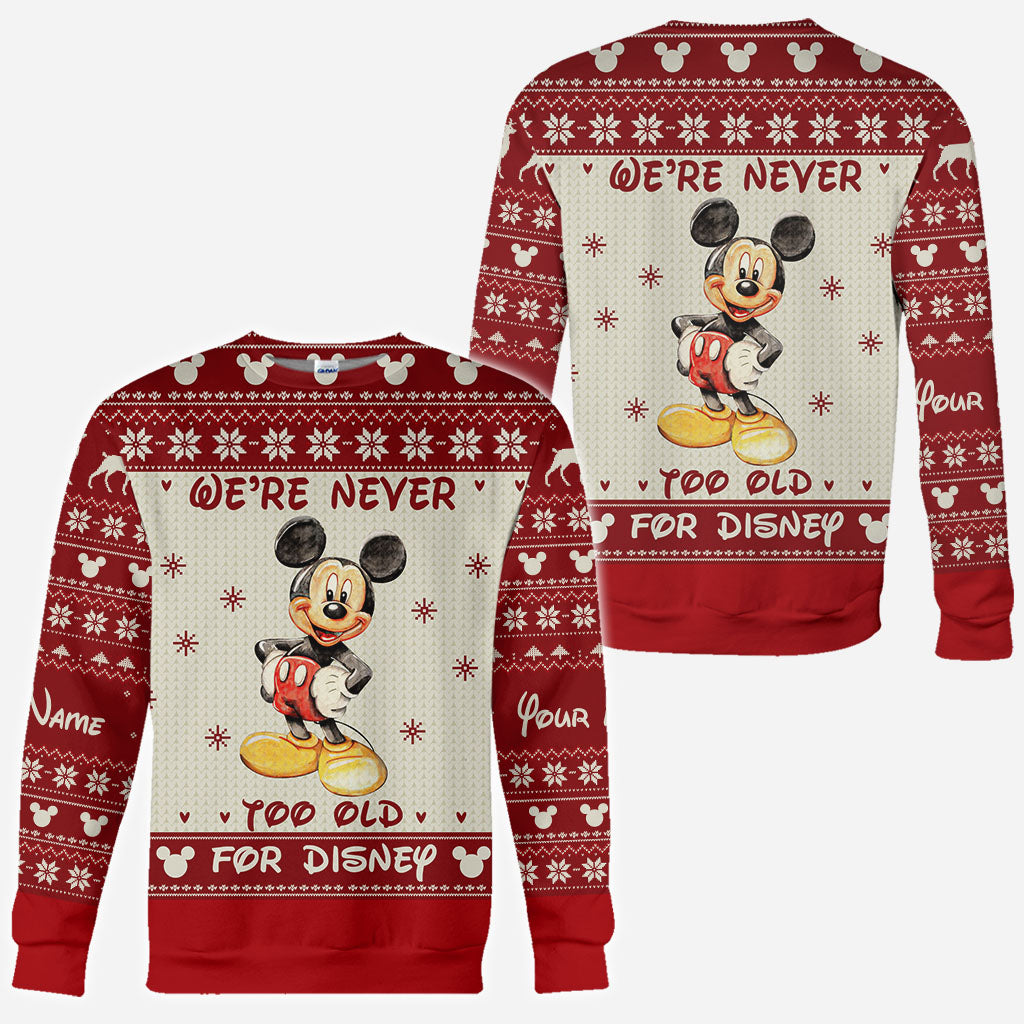 Never Too Old - Personalized Christmas Mouse All Over T-shirt and Hoodie