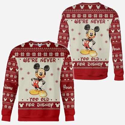 Never Too Old - Personalized Christmas Mouse All Over T-shirt and Hoodie