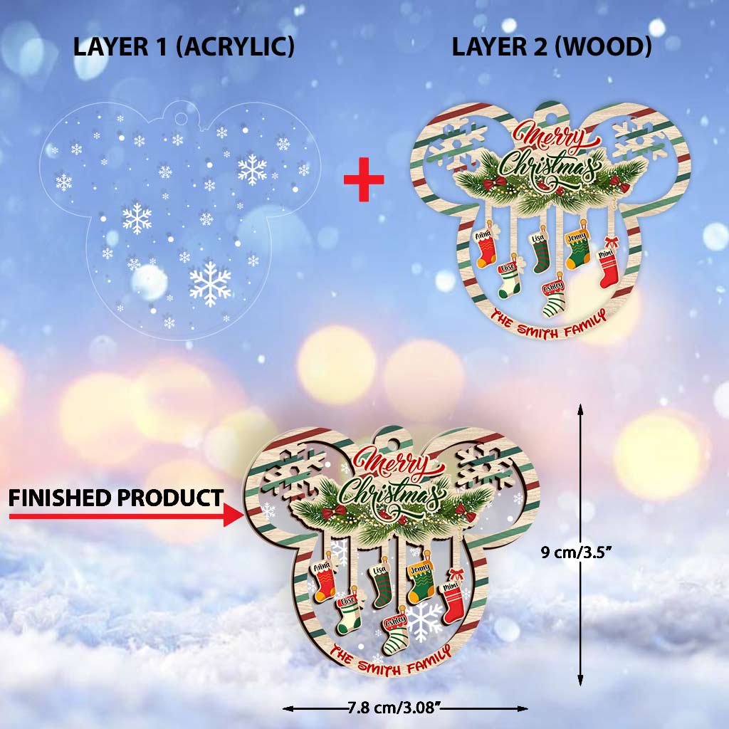 Merry Christmas - Personalized Mouse Layers Mix Ornament