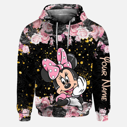 Black Pink Mouse Ears - Personalized Hoodie and Leggings