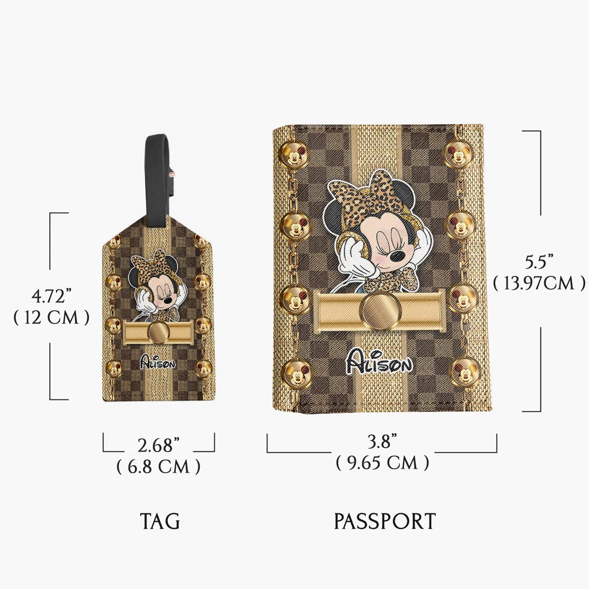 World Traveler - Personalized Mouse Leather Luggage Tag & Passport Holder