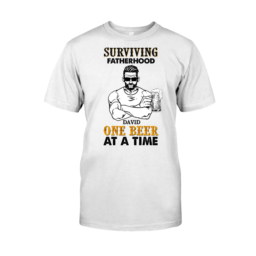 Surviving Fatherhood One Beer At A Time - Personalized Father's Day T-shirt and Hoodie