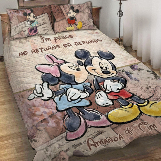 I Am Yours - Personalized Couple Mouse Quilt Set