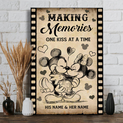 Making Memories One Kiss At A Time - Personalized Couple Mouse Canvas And Poster