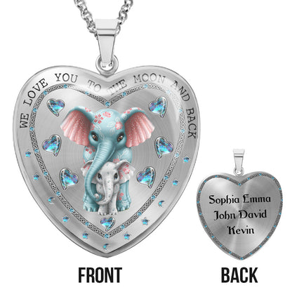 To The Moon And Back - Personalized Mother's day Grandma Heart Pendant Necklace