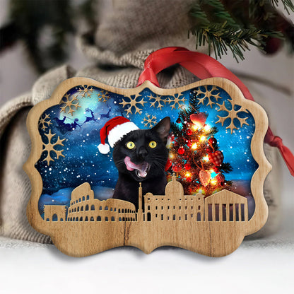 Black Cat Christmas Vibe - Cat Ornament (Printed On Both Sides) 1022