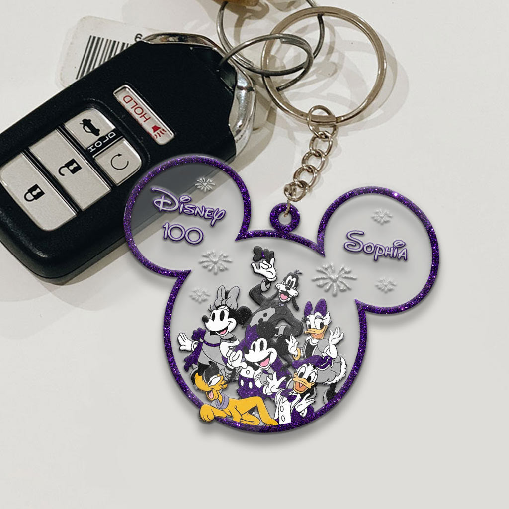 Magical 100th - Personalized Mouse Transparent Keychain