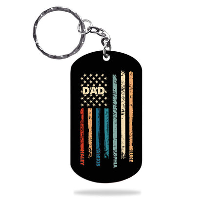 Stars And Stripes - Personalized Independence Day Father Stainless Steel Keychain