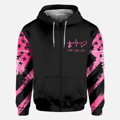 Faith Breast Cancer Cross Wings - Breast Cancer Awareness All Over T-shirt and Hoodie 0822