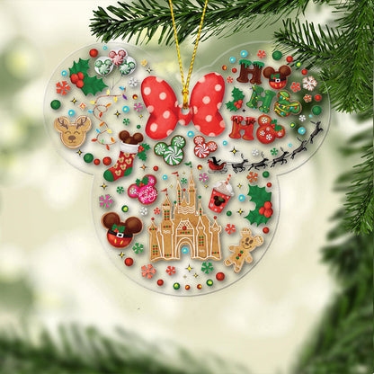 Christmas Magic Kingdom Ho Ho Ho - Mouse Transparent Ornament