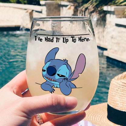 I've Had It Up To Here - Personalized Ohana All Over Wine Glass