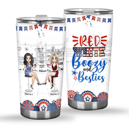 Red White And Boozy - Personalized Independence Day Bestie Tumbler