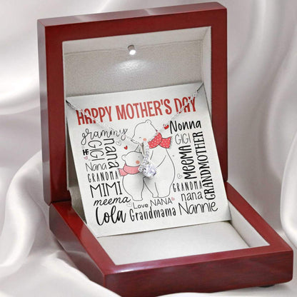 For Your Dear Grandma With Cute Polar Bear On Mother's Day - Grandma Petite Ribbon Necklace 0921