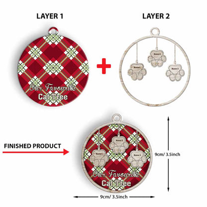 Favorite Cat Tree - Personalized Christmas Layered Wood Ornament