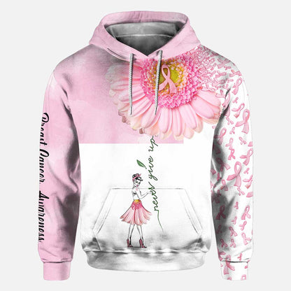 Never Give Up Breast Cancer Awareness All Over T-shirt and Hoodie