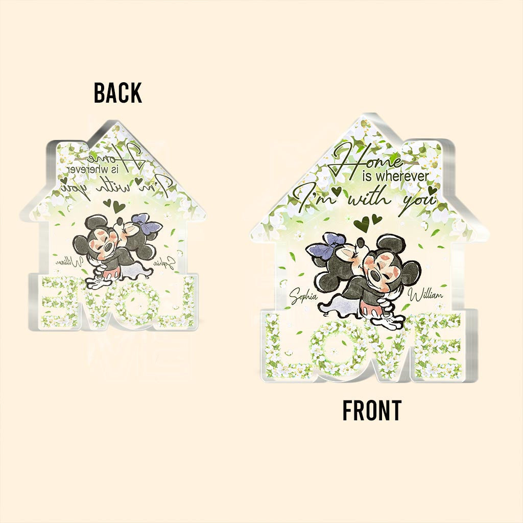 Floral Love Home - Personalized Couple Mouse Custom Shaped Acrylic Plaque