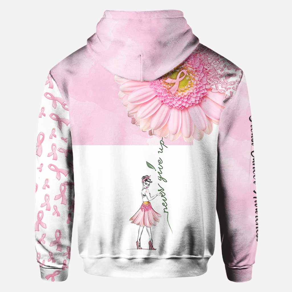Never Give Up Breast Cancer Awareness All Over T-shirt and Hoodie