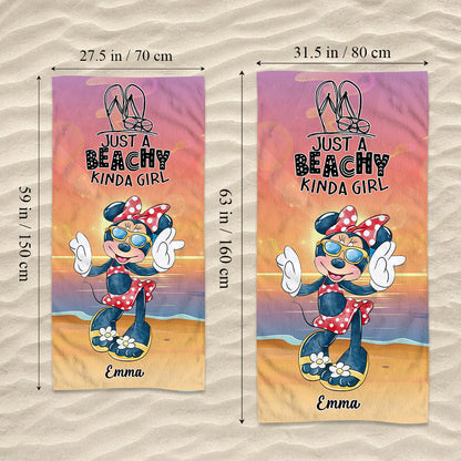 Just A Beachy Kinda Girl - Personalized Mouse Beach Towel