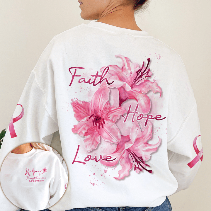 Faith Hope Love Lily Breast Cancer Awareness All Over T-shirt and Hoodie