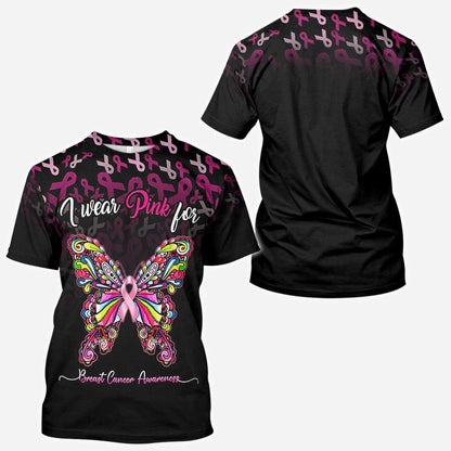 I Wear Pink For Breast Cancer Awareness Butterfly - Breast Cancer Awareness All Over T-shirt and Hoodie 0822