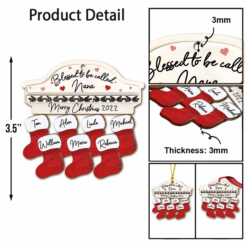 Blessed To Be Called Nana - Personalized Christmas Grandma Ornament (Printed On Both Sides)