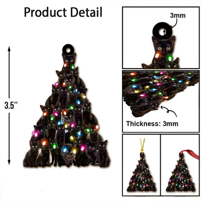 Black Cat Christmas Tree - Cat Ornament (Printed On Both Sides) 1022