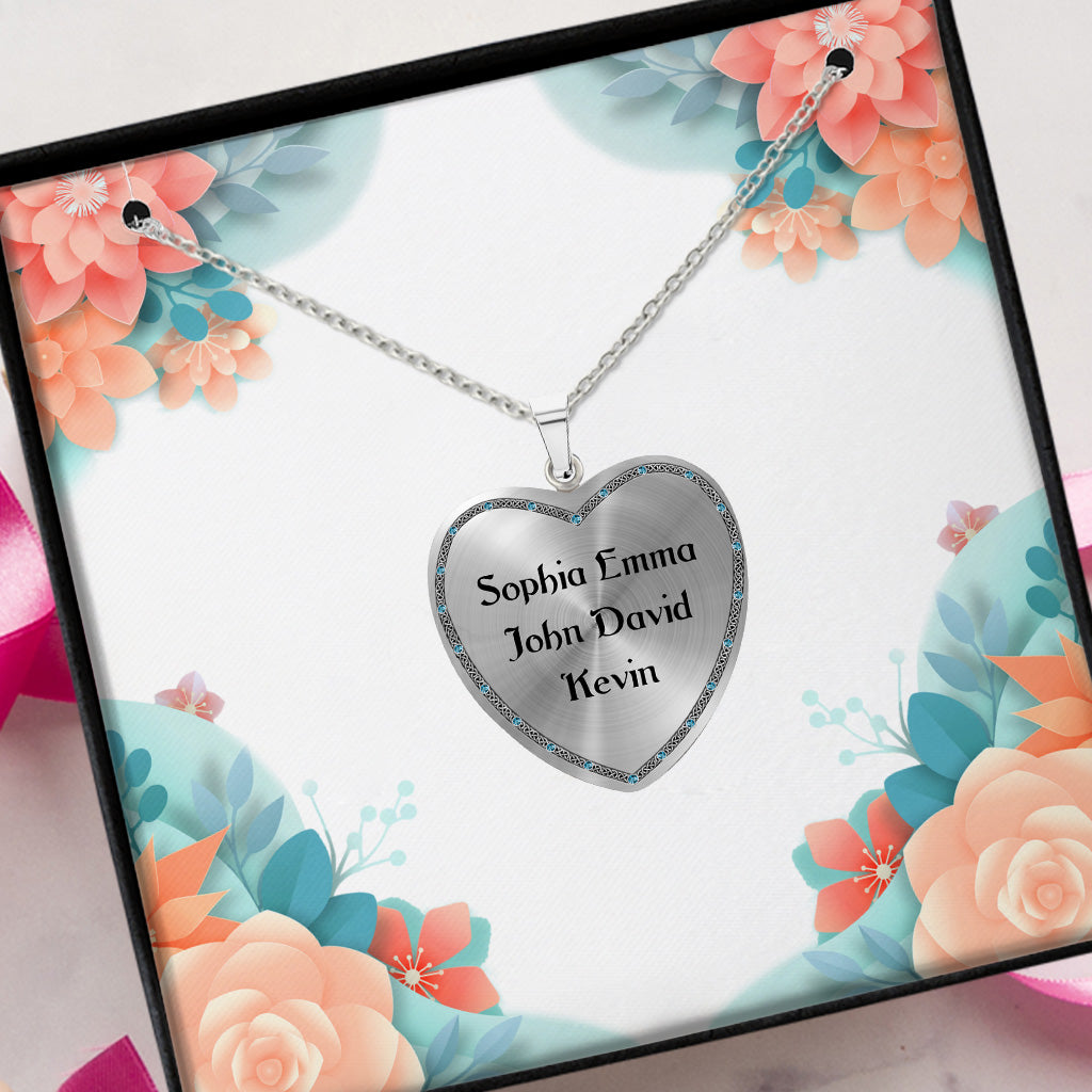 To The Moon And Back - Personalized Mother's day Grandma Heart Pendant Necklace