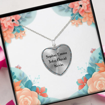 To The Moon And Back - Personalized Mother's day Grandma Heart Pendant Necklace