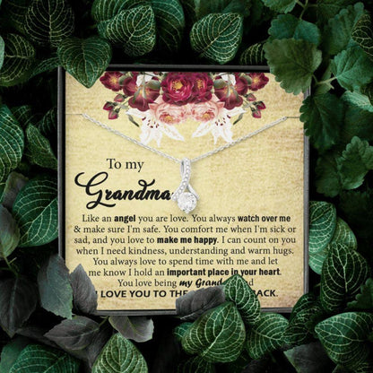 To My Grandma Grandma Gift From Granddaughter/Grandson Grandmother Gift - Grandma Petite Ribbon Necklace 0921