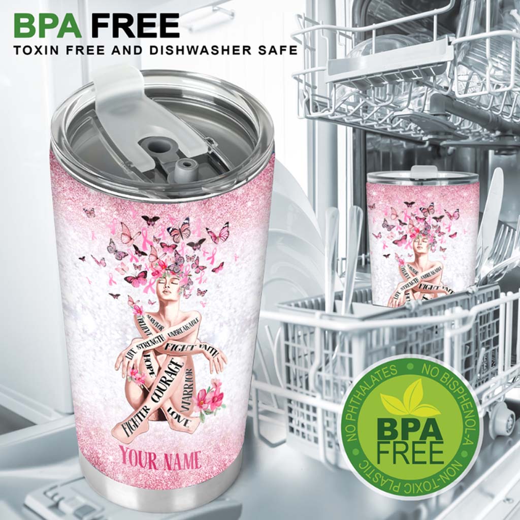 She Believed She Could So She Did Personalized Breast Cancer Awareness Printed Tumbler