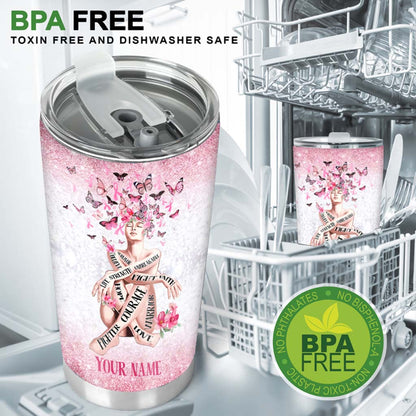 She Believed She Could So She Did Personalized Breast Cancer Awareness Printed Tumbler