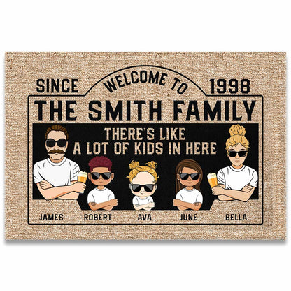 There's Like A Lot Of Kids - Personalized Family Doormat