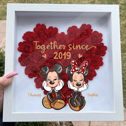 Together Sine - Personalized Mouse Flower Shadow Box