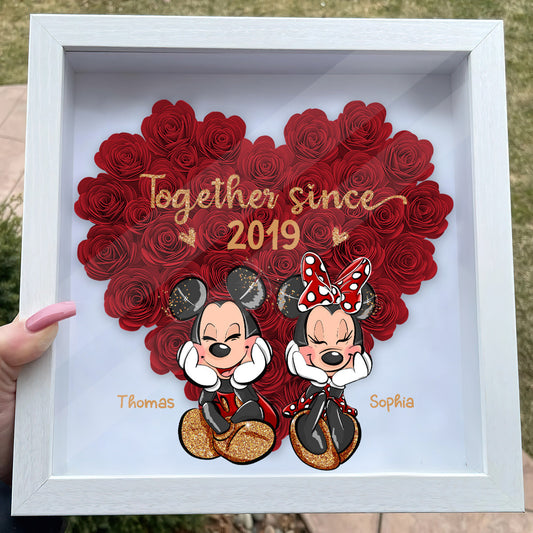 Together Sine - Personalized Mouse Flower Shadow Box