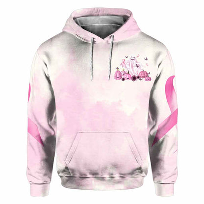 Boo in October We Wear Pink Breast Cancer Awareness All Over T-shirt and Hoodie