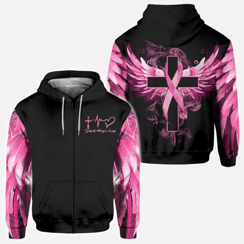 Breast Cancer True Cross Wings Breast Cancer Awareness All Over T-shirt and Hoodie