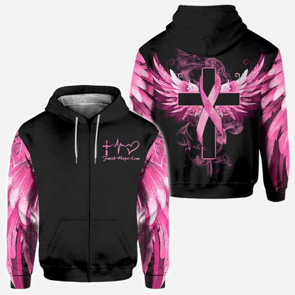 Breast Cancer True Cross Wings Breast Cancer Awareness All Over T-shirt and Hoodie