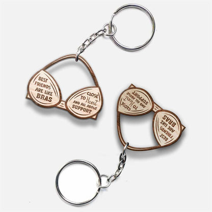 Friends Are Like Bras Also Like Knickers - Personalized Bestie Keychain (Printed On Both Sides)
