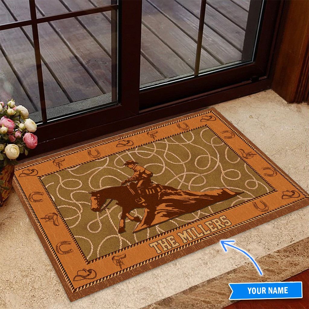Reining Horse Personalized Horse Doormat 0523