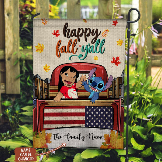 Happy Fall Y'all - Personalized Ohana Garden Flag 0823