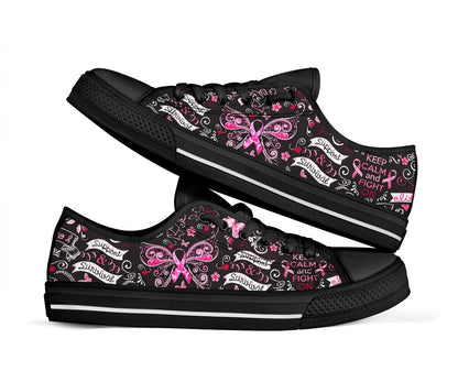Keep Calm And Fight On Breast Cancer Survivor Breast Cancer Awareness Low Top Shoes 0622
