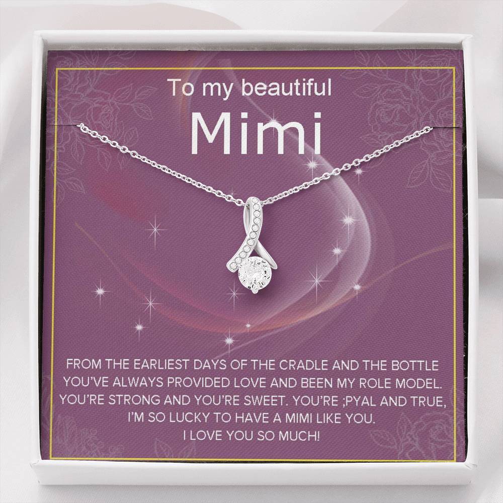 To My Mimi - Grandma Petite Ribbon Necklace 0921