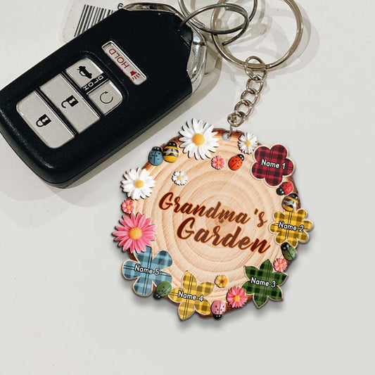 Grandma's Garden - Personalized Keychain (Printed On Both Sides)