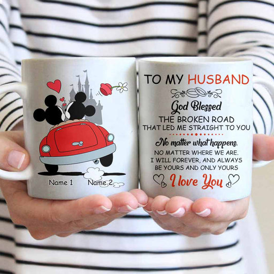 God Blessed The Broken Road That - Personalized Couple Mouse Mug