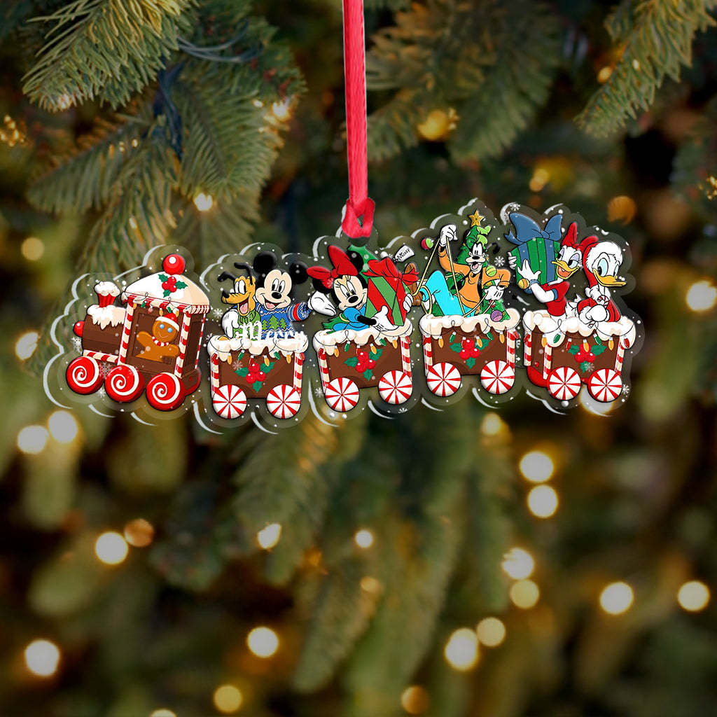Merry Christmas Train - Personalized Christmas Mouse Transparent Ornament