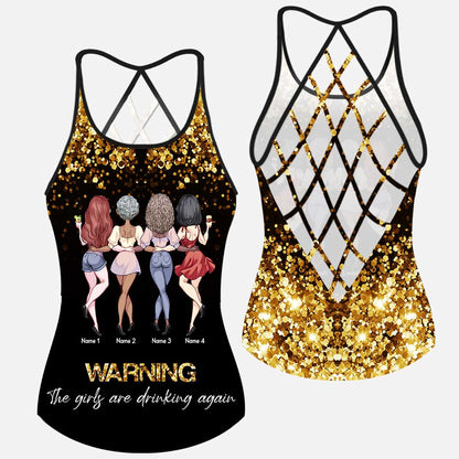 Warning The Girls Are Drinking Again - Personalized Bestie Cross Tank Top
