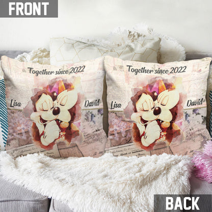 Together Since - Personalized Couple Mouse Throw Pillow